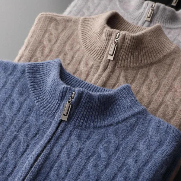 Cashmere Woven Half-Zip Sweater