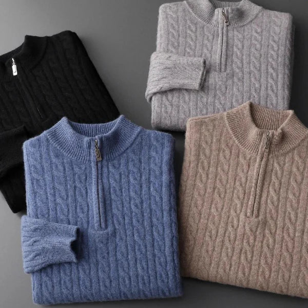 Cashmere Woven Half-Zip Sweater