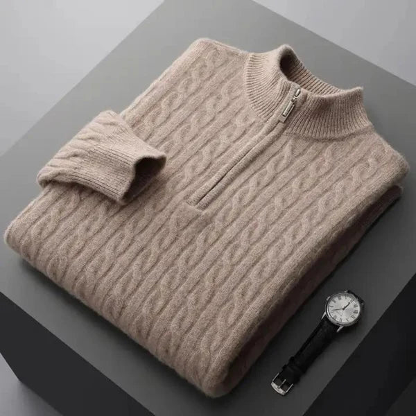 Cashmere Woven Half-Zip Sweater