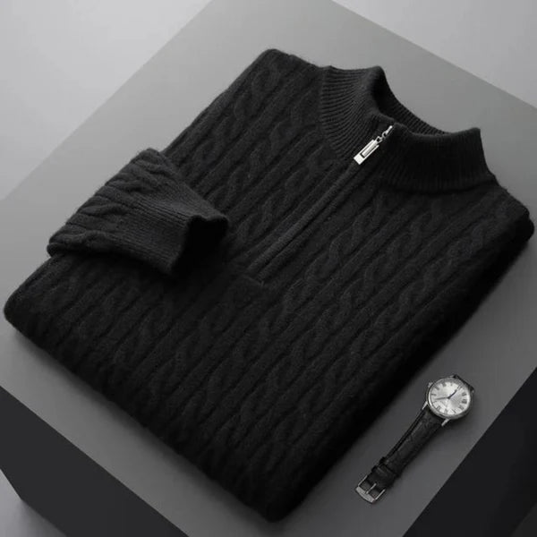 Cashmere Woven Half-Zip Sweater