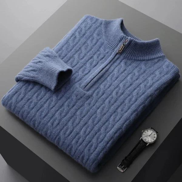 Cashmere Woven Half-Zip Sweater