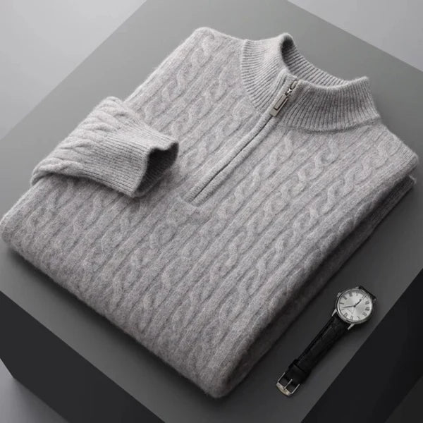 Cashmere Woven Half-Zip Sweater